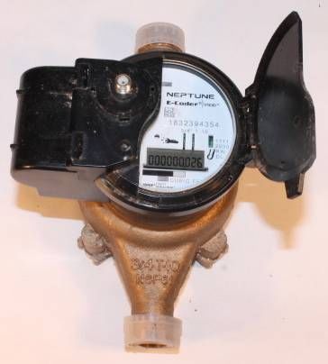 Neptune NSF 3/4&#034;  T-10 E Coder R900  Industrial Water Meter Solid Brass NOS
