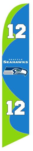Seattle Seahawks 12 Windless NFL football SWOOPER FEATHER BANNER 15&#039; TALL FLAG