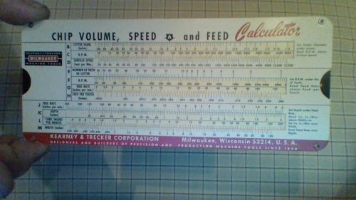 Milwaukee Kearney &amp; Trecker - Chip, Volume &amp; Feed Machining Calculator 1958