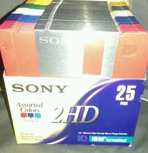 Sony 25 Pack 2HD 3.5&#034; 1.44 MB High Density Micro Floppy Diskettes IBM Formatted