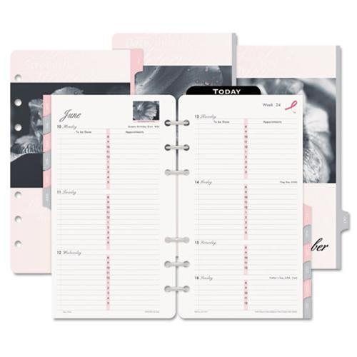 Day-Timer® Weekly Pink Ribbon Refill, 3 3/4 x 6 3/4, Pink/White, 2015