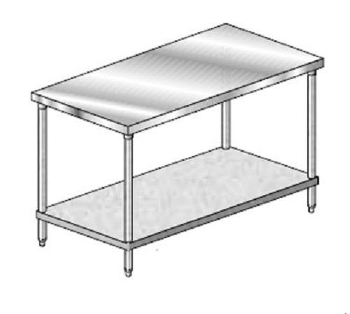 Aero stainless steel flat top work table w/galvanized steel undershelf 24&#034; wide for sale