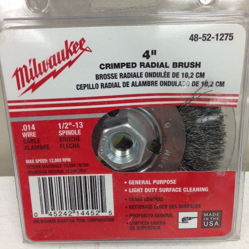 Milwaulkee 48-52-1275 4&#039;&#039; Crimped Radial Brush .014 wire - 1/2&#039;&#039;-13 Spindle NEW