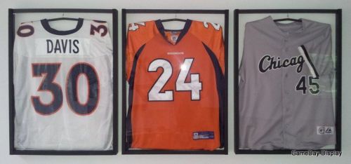 Lot of 3 Sports Jersey Display Cases + FREE Hangers Frame White Shadow Box NEW D