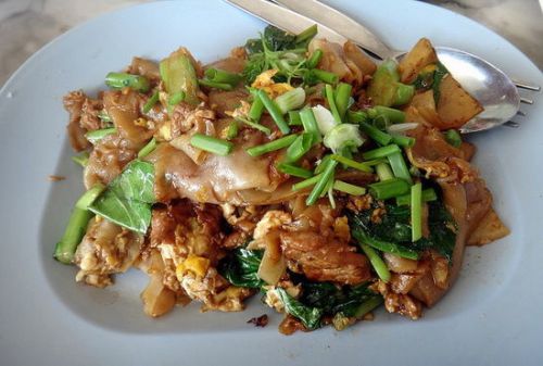 Pork Noodle Recipe Stir Fried Ribbon Noodle with Cooking Dinner Food Thai Party