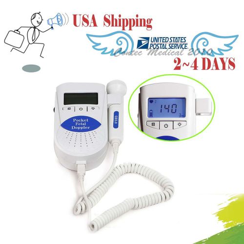Usa shipping doppler fetal monitor baby heart rate prenatal fhr 3m probe gel lcd for sale