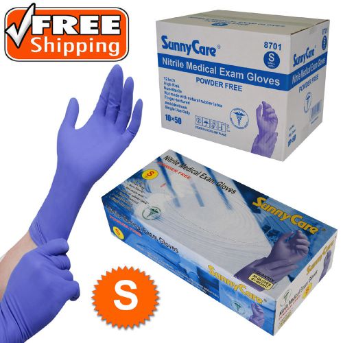 500 nitrile exam glove high risk heavy duty 8mil blue 12&#034; extended cuff -- small for sale