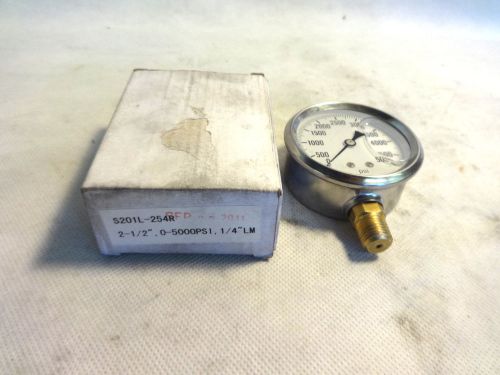 NEW IN BOX BAR S201L-254R 2-1/2&#034; 0-5000 PSI STAINLESS STEEL GAUGE