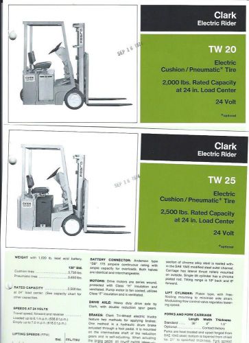 Fork Lift Truck Brochure - Clark - TW 20 25 30B 40 - c1971-74 4 items (LT167)