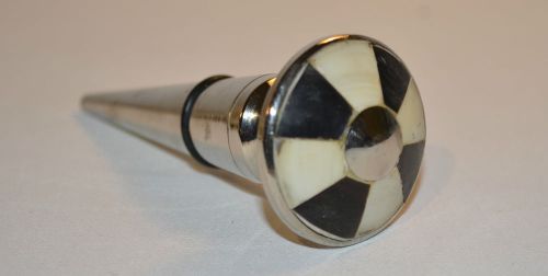 Rare Stainless Steel and Marble Black &amp; White Wine Bottle Stopper