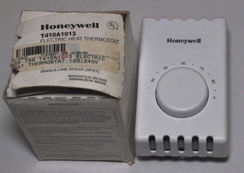 Honeywell T410A1013 Electric Heat Thermostat SPST L39-736 Basic White NOS
