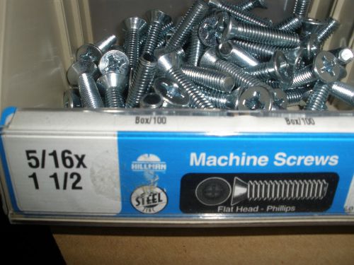 5/16-18 x 1-1/2&#034; flat head phillips drive machine screws zinc (72) total 5/16&#034; for sale