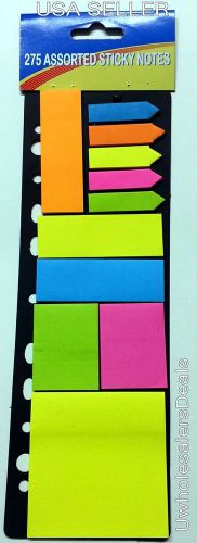 275 Sticky Notes Post it Notes and Page Flags Assorted Sizes Neon Colors