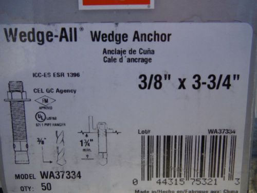 3/8 x 3-3/4 wedge anchor (50pcs) zinc for sale