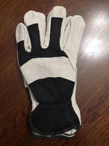 Firm grip suede cowhide leather mesh back work gloves 1 pair large new 4201 9144 for sale