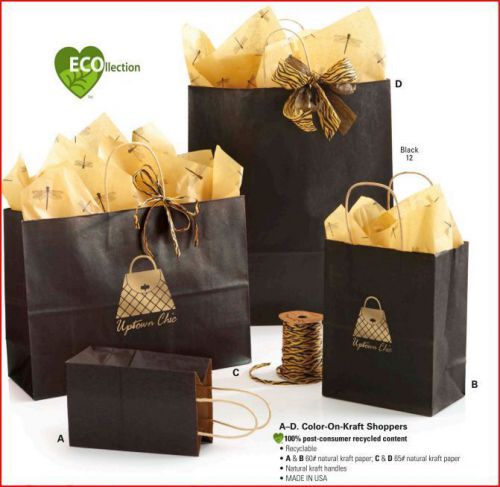 Color Kraft Gift Bags Packed 250 per case Size 5 1/2 x 3 1/4 x 8 1/4&#034;
