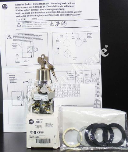 New Allen Bradley 800T-H48A /T 2-Position Cylinder Lock Selector Switch 30.5mm