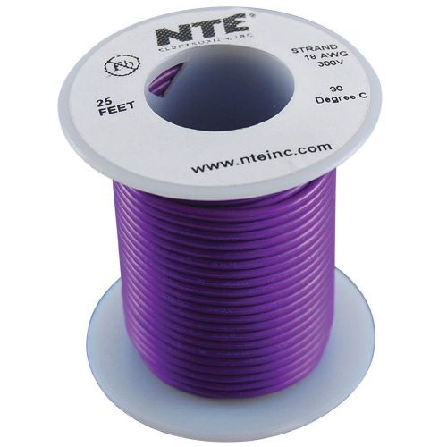 NTE WH18-07-25 Stranded 18 AWG Hook-Up Wire Violet 25 ft.