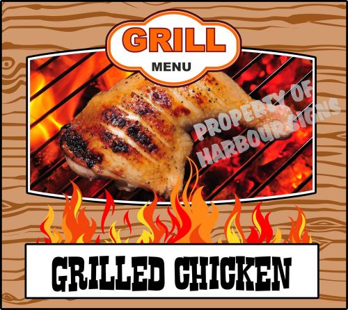 Grill Menu Grilled Chicken Decal 14&#034; BBQ Food Truck Concession Restaurant Vinyl