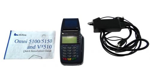 Verifone omni 5100 vx510 credit card terminal reader with ac cord &amp; guide for sale
