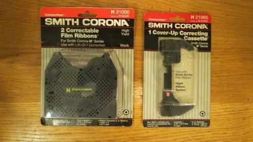 Smith Corona 2 Correctable Film Ribbons &amp; 1 Cover-up Cassette (H21000 &amp; H21065)