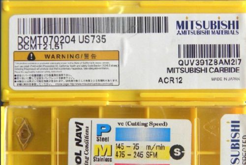 NEW in box MITSUBISHI  DCMT070204 US735  DCMT21.51   Carbide Inserts 10PCS/Box