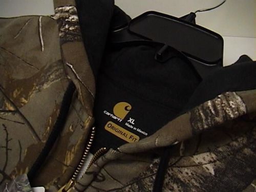 Mens XL CARHARTT Realtree Xtra Midweight Work Camo Hooded Full Zip Sweatshirt NR