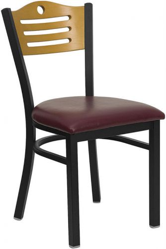 New restaurant metal chairs wood back vinyl padded seat, they last forever for sale