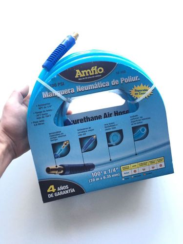 Amflo 14-100 blue 300 psi polyurethane air hose 1/4&#034; x 100&#039; w/ 1/4&#034; mnpt swivel for sale