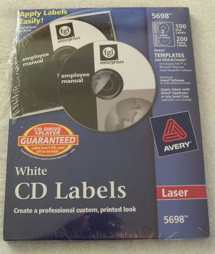 Avery CD Labels for Laser Printers, White, 100 Disc Labels and 200 Spine Labels