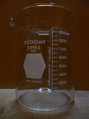 Kimax no. 14000 1000ml graduated beaker scientific lab glass chemistry for sale