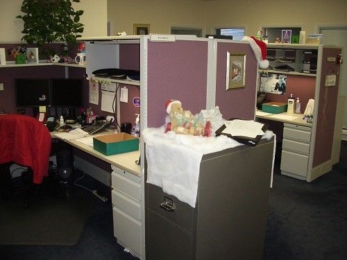 Lot of two large cubicles with l shaped desks, file &amp; storage cabinets for sale