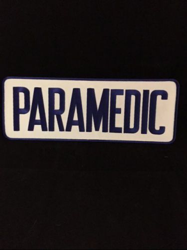 PARAMEDIC EMT EMS TECH PATCH 11 X 4 NAVY ON WHITE LARGE BACK JACKET PATCH NEW