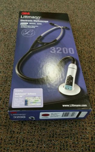 3m littmann 3200 electronic stethoscope burgundy #3200bd bluetooth/software new for sale