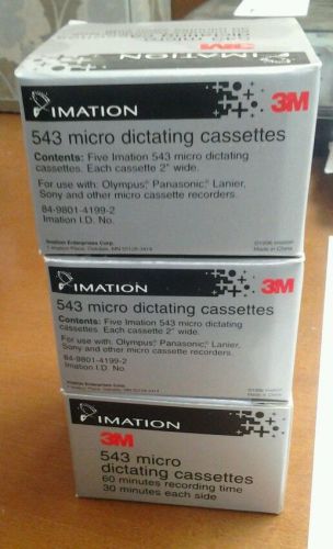 3 boxes of 3M Micro Dictating Cassettes 543, box of 5 NIB