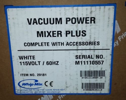Whipmix whip mixer 29181 vacuum power mixer plus for sale