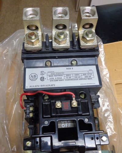 New in box allen bradley size 5 contactor, 270a rated, (open) cat# 500fod930 for sale