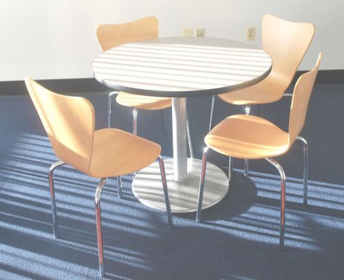 CONTEMPORARY BREAK ROOM / CAFE TABLE &amp; 4 WOOD/METAL CHAIRS