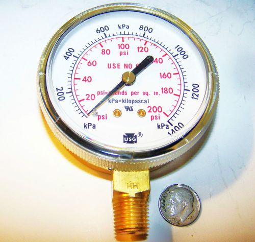 Usg cu-2581-jm 1424-0039 new 2-1/2&#034; pressure gauge 200 psi 1400 kpa 1/4 npt usa for sale
