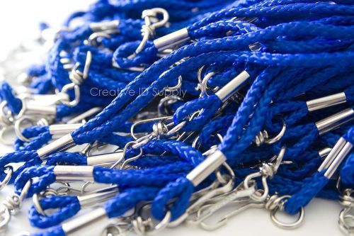 100 PCS NEW ROPE ROUND ID NECK LANYARDS WITH SWIVEL J HOOK - ROYAL BLUE COLOR