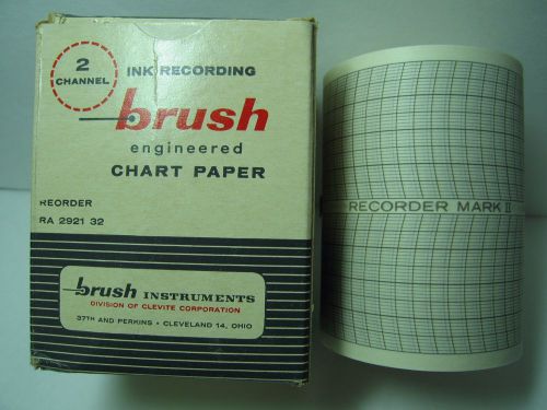 3.75&#034; brush chart recorder paper roll mark ii 2 channel ra 2921 32 ink nice roll for sale
