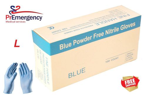 Bagged 100pcs Blue Nitrile Disposable Exam Gloves Stretchy Powder Free Non-latex