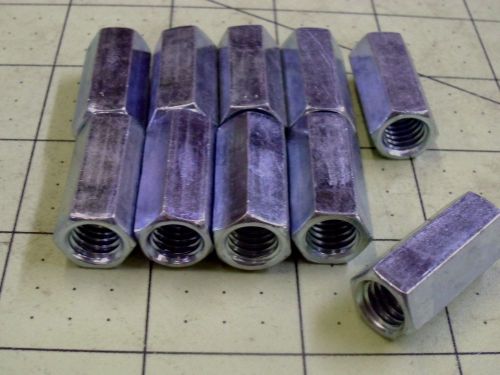 (10) 3/8-16 X 1-1/8 LONG 1/2 HEX COUPLING EXTENSION NUT ZINC PLATED #57464