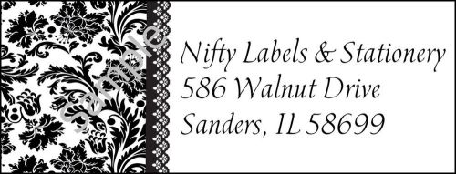 Black damask background #26 laser return address labels for sale
