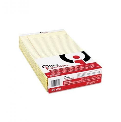 Office Impressions Perforated Edge Writing Pad Legal Canary - 50 Sheet 12 Pack