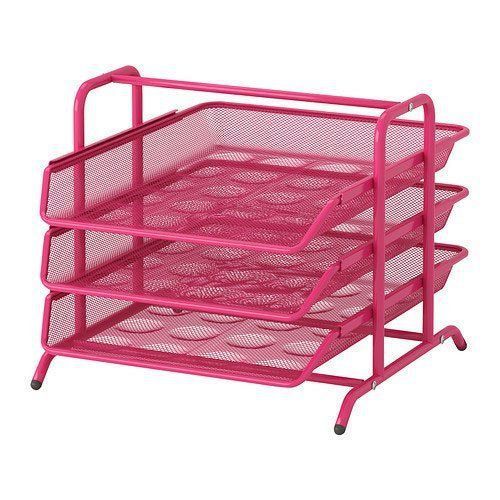 Ikea steel letter tray, pink for sale