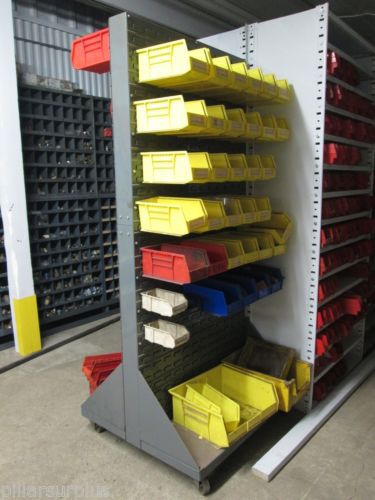 Louvered Double Sided Mobile Rack System with 25 assorted Bins *NEW Price*