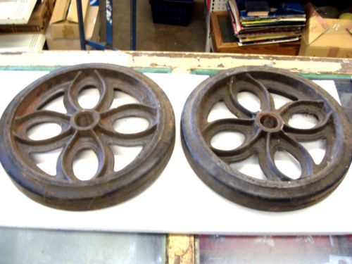 Vtg INDUSTRIAL CASTERS, Antique Iron Lineberry Factory Cart Coffee Table Wheels