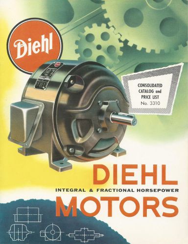 Integral &amp; Fractional Horsepower Motors 1954 Catalog Diehl Mfg Somerville  NJ