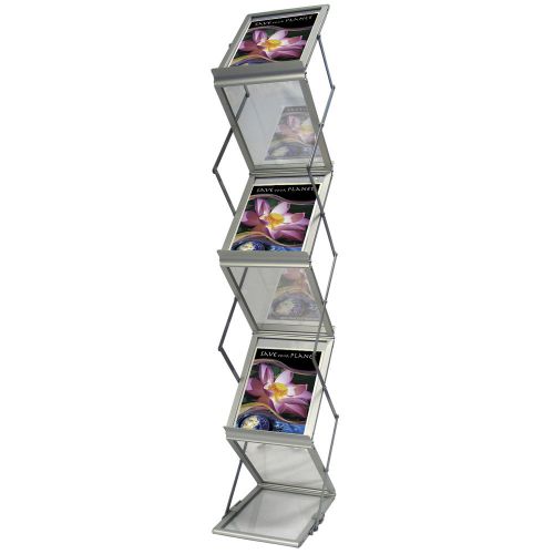 Z Literature Display 4 tiered 2-sided acrylic and metal literature holder